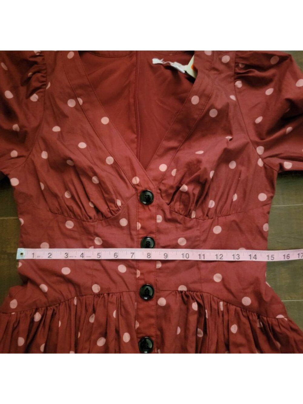 Hutch Drop Waist Long Sleeve Midi Dress Polka Dot Prairie Cottage Womens 4 - Picture 8 of 9